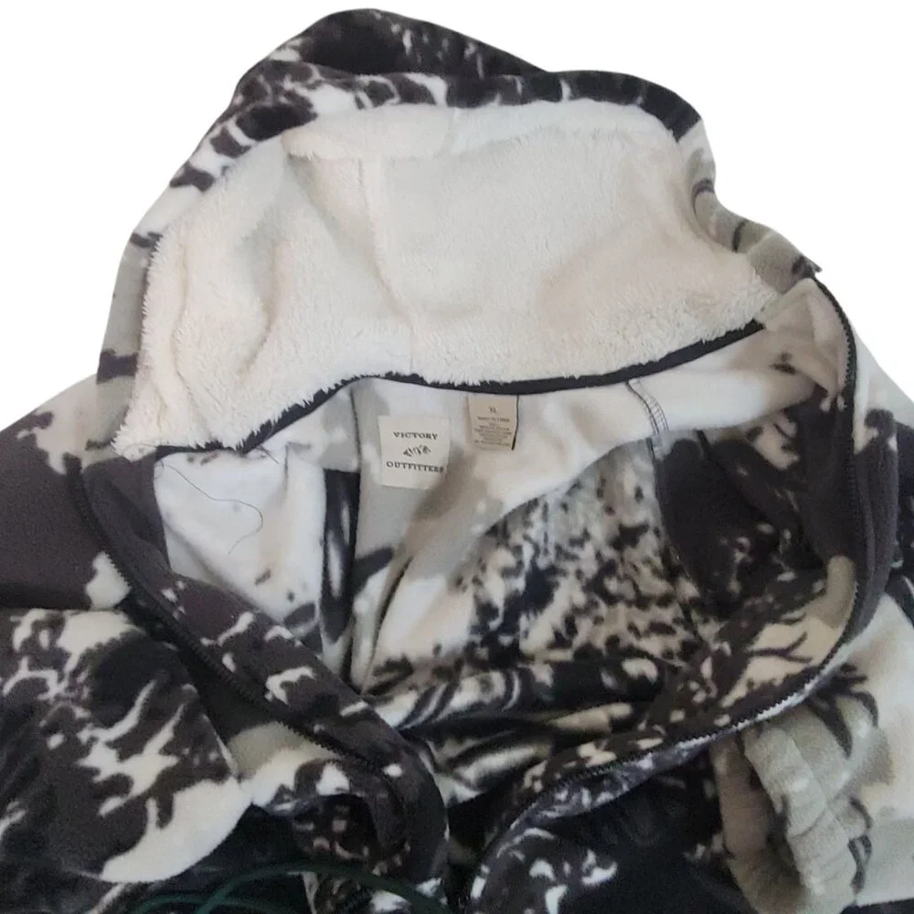 Hooded Full-Zip Fleece Jacket With Elk & Forest Scene Mens XL Victory Outfitters - Picture 12 of 14
